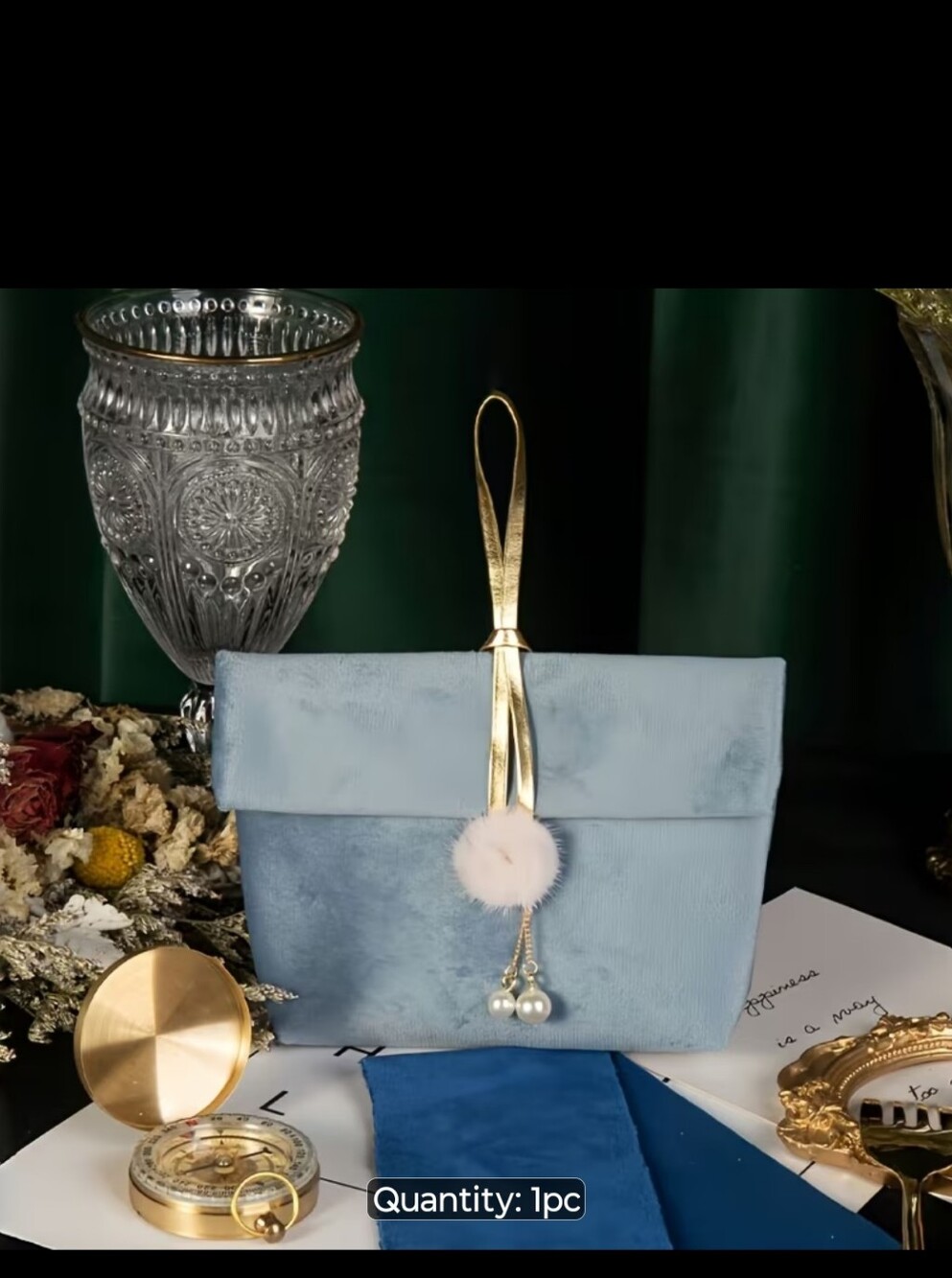 Blue Velvety Gift bag Pouch
